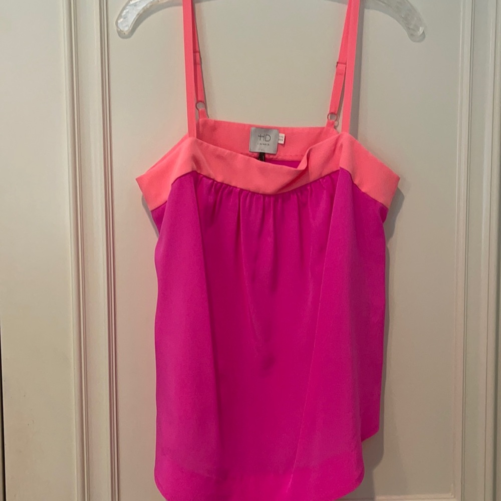 HD in Paris Silk Colorblock Neon Top Anthropologie